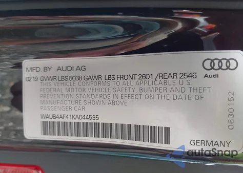 2019 Audi S4 3.0T Premium z USA, uszkodzony, nr VIN WAUB4AF41KA044595